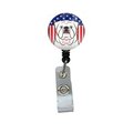 Carolines Treasures American Flag and White English Bulldog Retractable Badge Reel BB2150BR